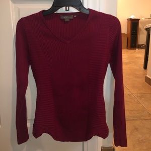 Red Ribbed Form Fitting Sweater
